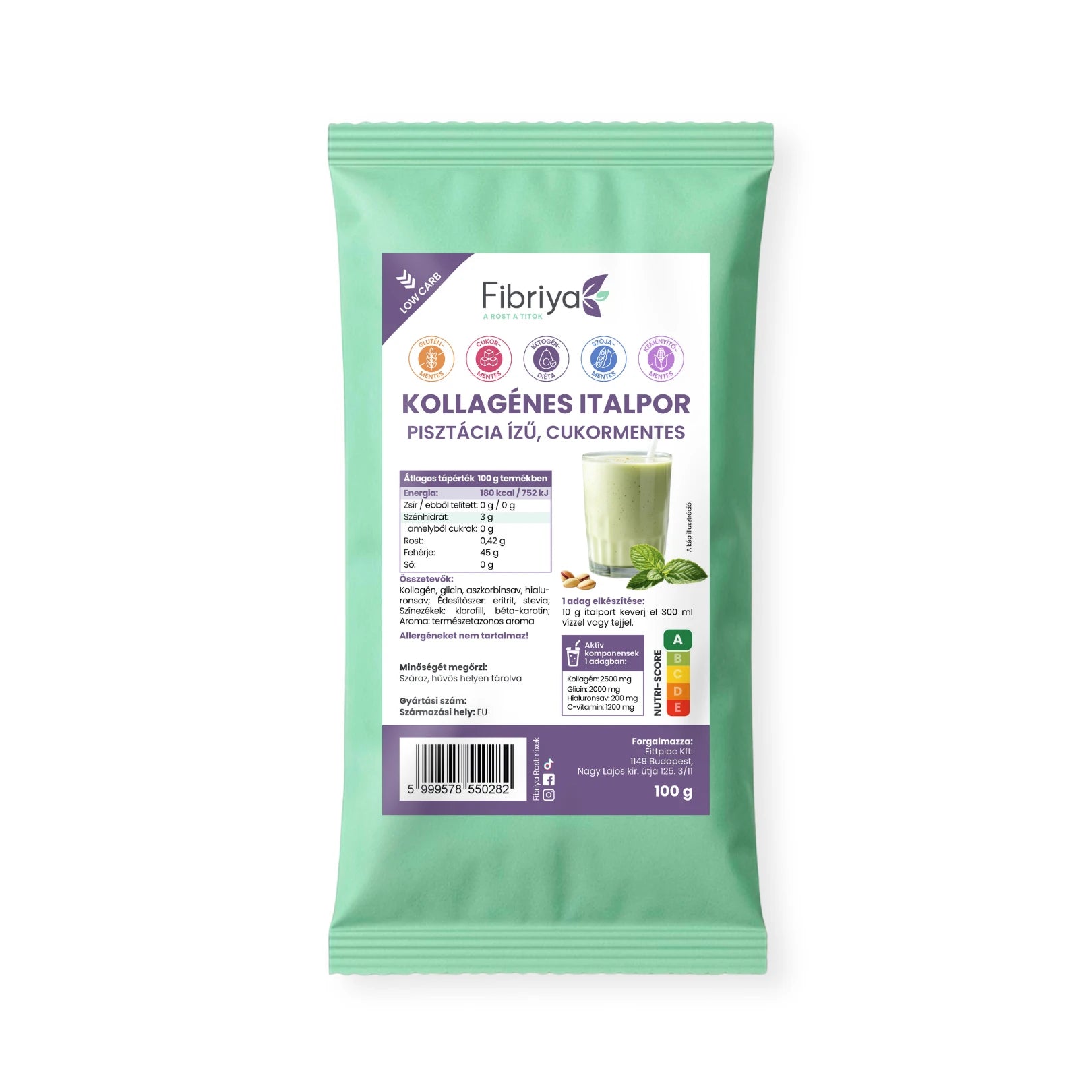 Fibriya Getränkepulver mit Kollagen Pistazie 100g