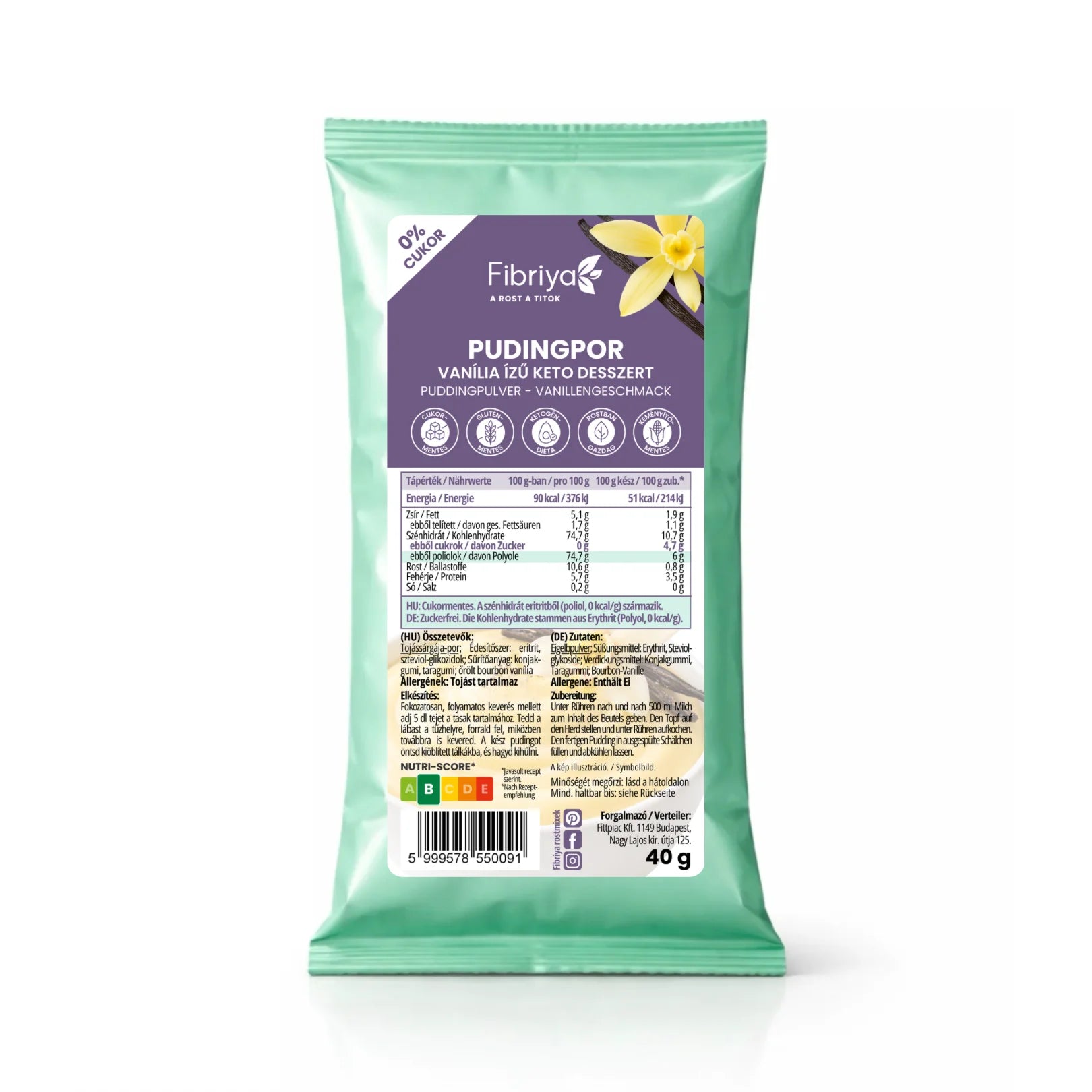 Fibriya Puddingpulver Vanille – Keto Dessert 40g