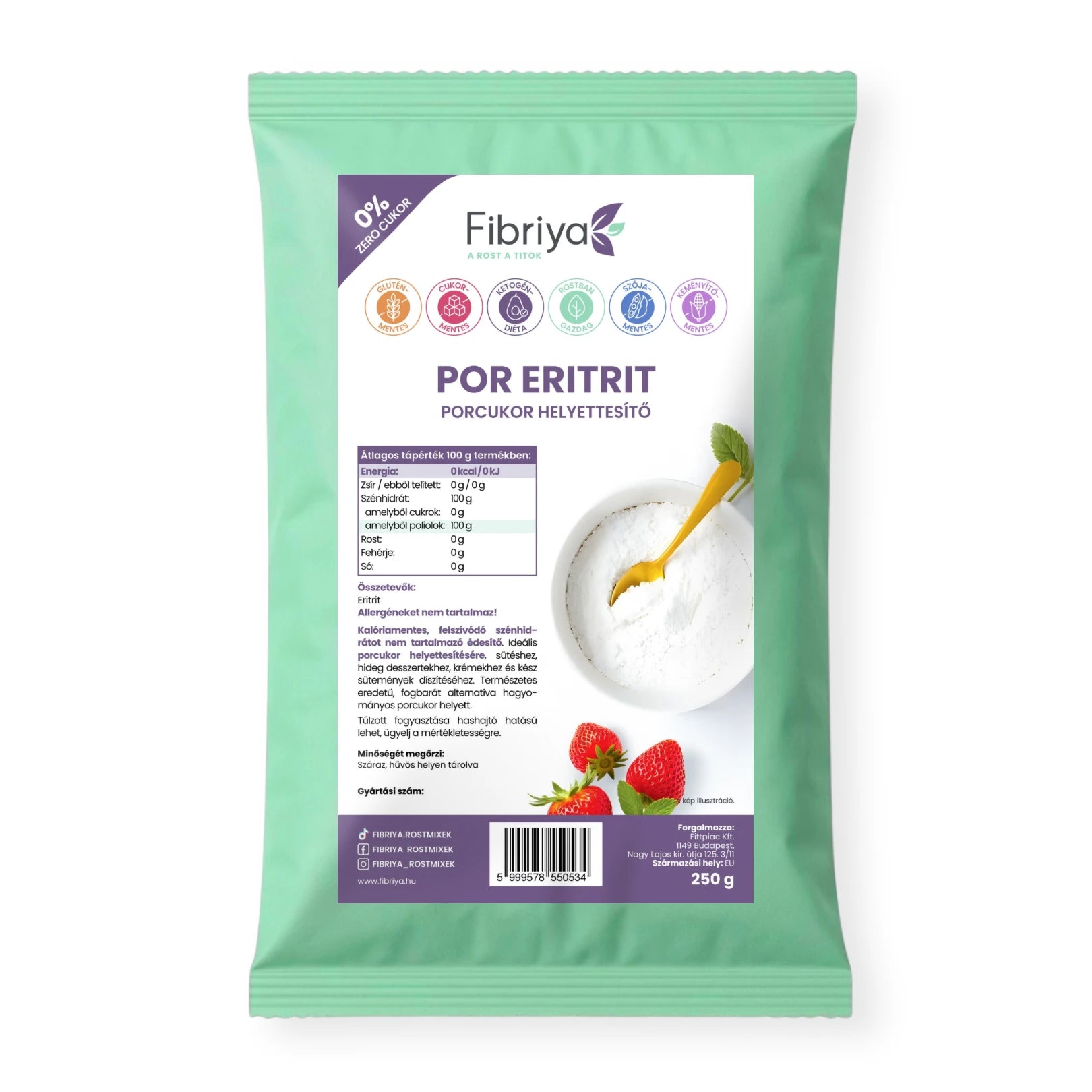 Fibriya Puder-Erythrit – Puderzucker-Ersatz 250g