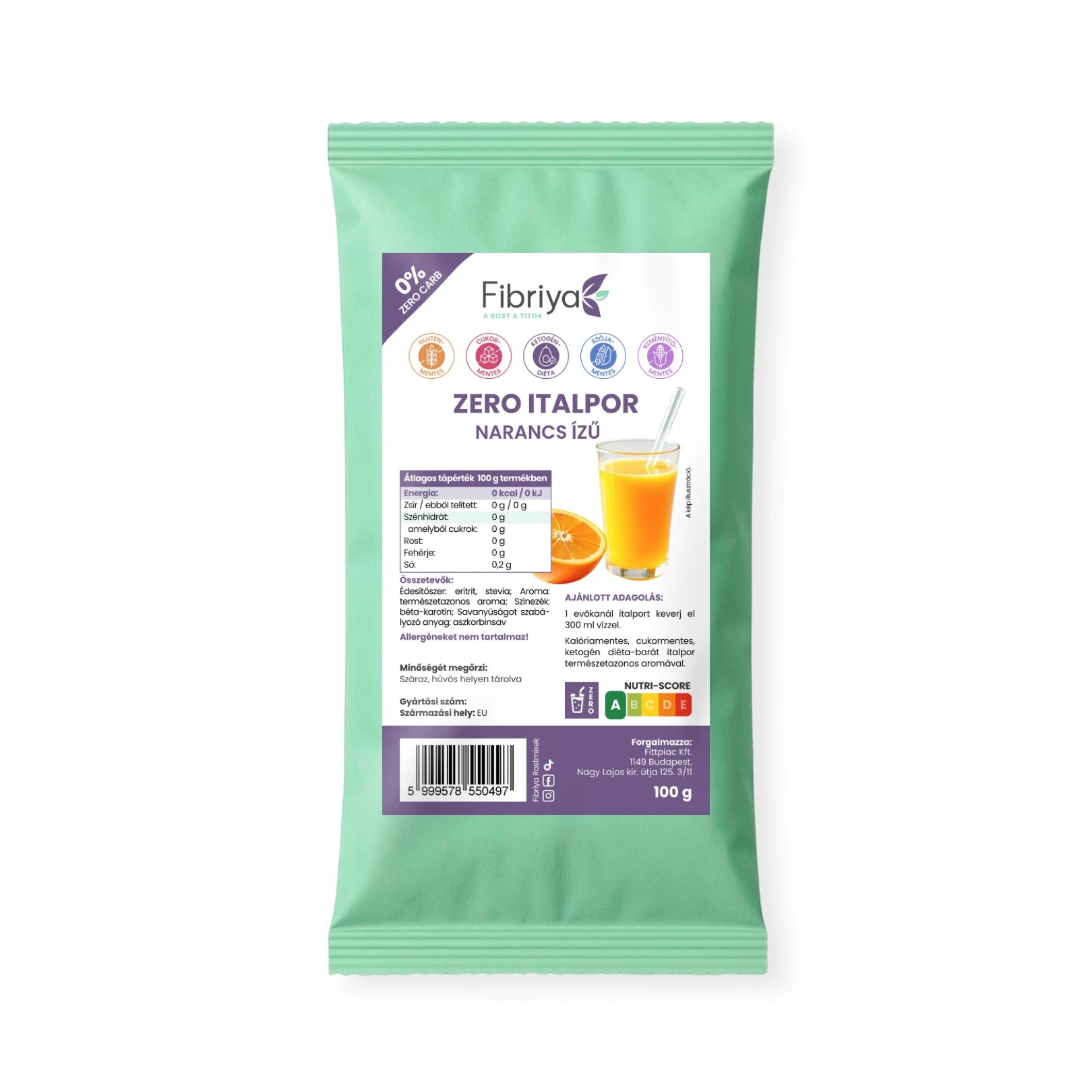 Fibriya Zero Getränkepulver Orange 100g