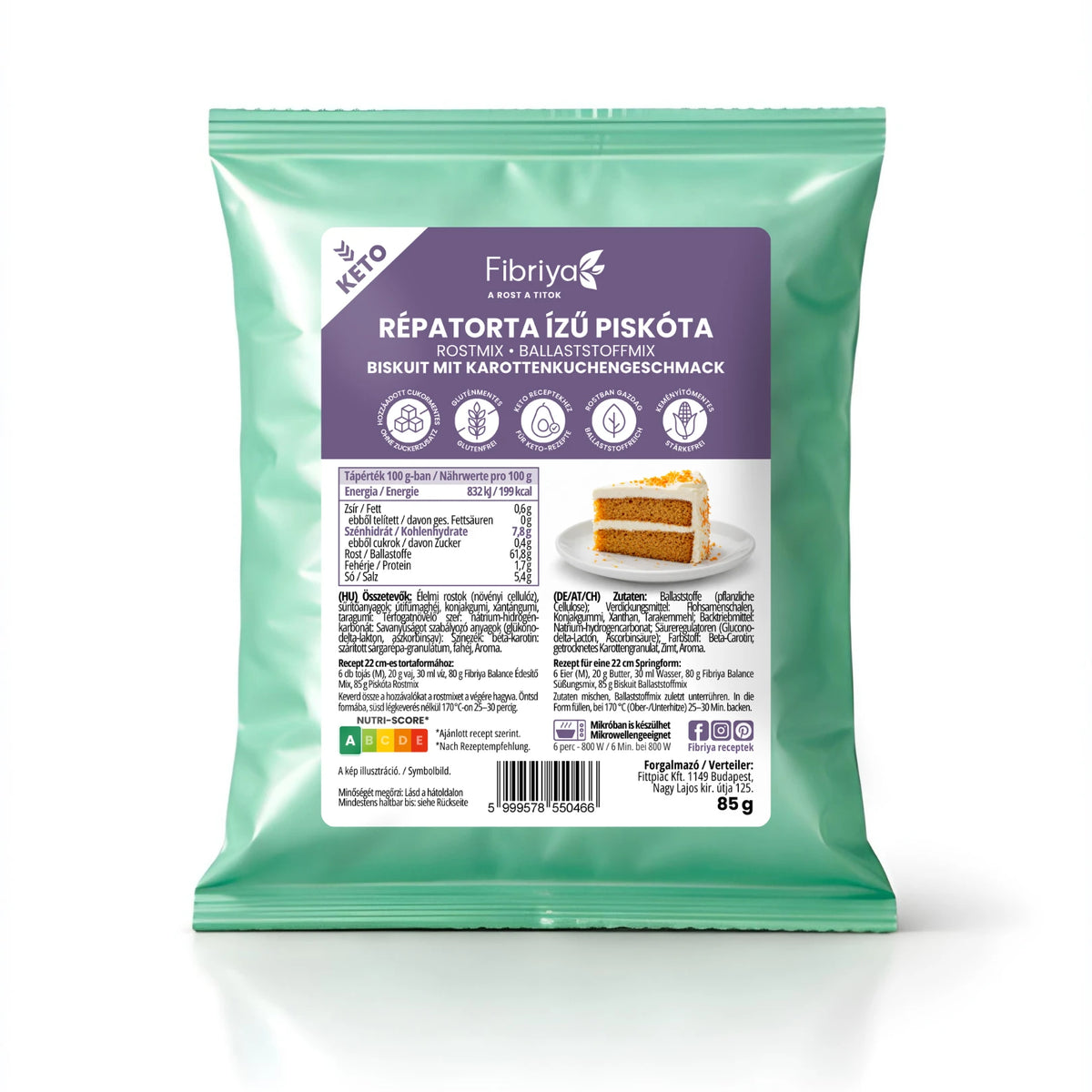 Fibriya Biskuit mit Karottenkuchengeschmack Keto Ballaststoffmix 85g