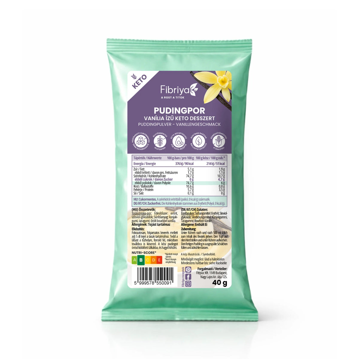 Fibriya Puddingpulver Vanille – Keto Dessert 40g