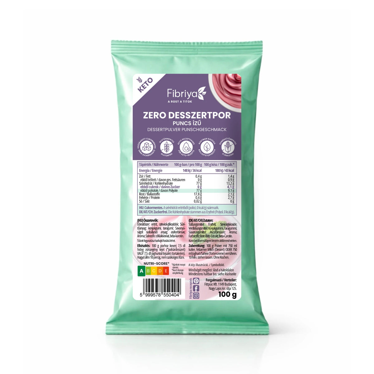 Fibriya Zero Dessertpulver Punsch 100g